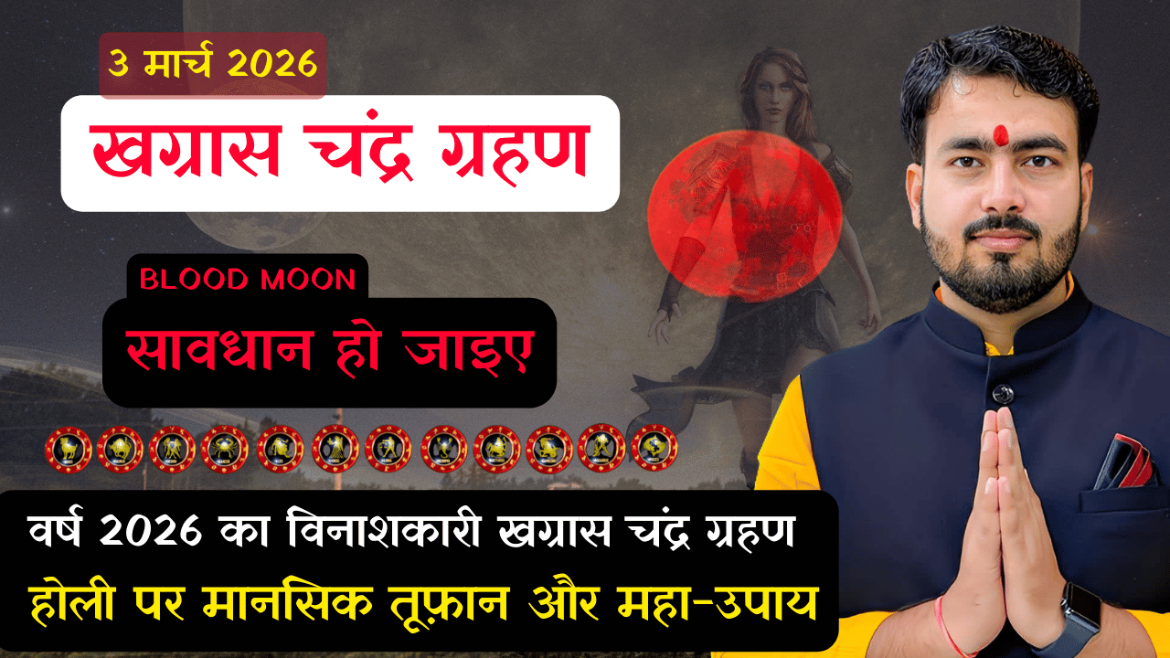 Read more about the article 3 मार्च 2026 खग्रास चंद्र ग्रहण: सूतक काल और 12 राशियों पर असर—जानें अतुल त्रिपाठी के साथ ग्रहण की पूरी सच्चाई!